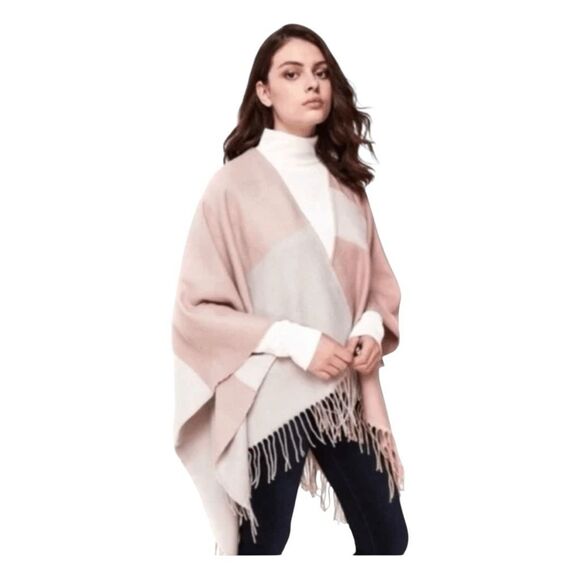 Soia & Kyo Miku-S Scarfigan Pastel Pink Cream Colorblock Knit One Size OS - Picture 3 of 8